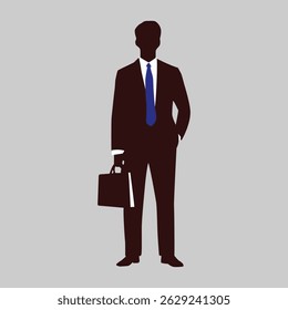 A vector illustration of a businessman standing confidently in a professional posture, ideal for corporate and business-themed designs Red