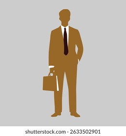 A vector illustration of a businessman standing confidently in a professional posture, ideal for corporate and business-themed designs Orange