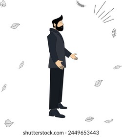 vector illustration of a businessman standing seen from the side