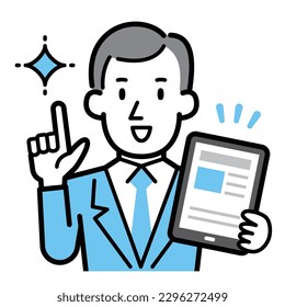Ilustración vectorial del empresario con tablet pc