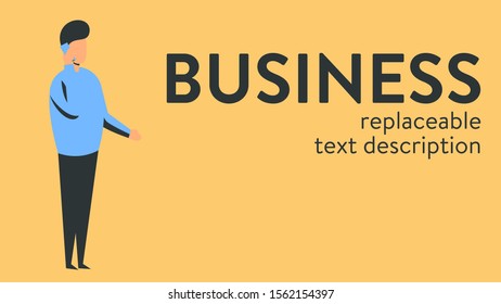 Vector illustration of a businessman talking on the phone with text placeholder and description