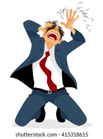 Vector illustration of a businessman tearing hair  svg