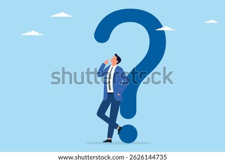 Vector illustration of a businessman thinking about a solution to a big problem

