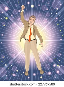 Vector illustration of a businessman triumphs