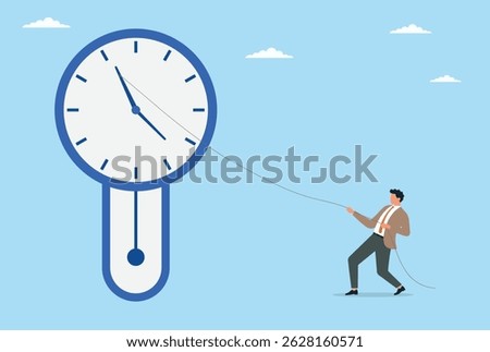 Vector illustration of a businessman trying to control time as a favorable opportunity
