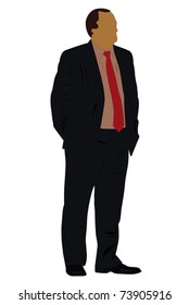 Vector illustration of businessman under the white background
