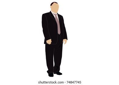 Ilustración vectorial del empresario bajo fondo blanco