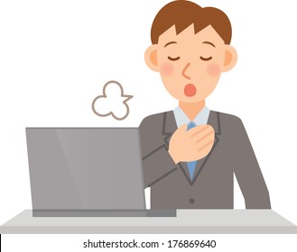 A vector illustration of businessman using a PC