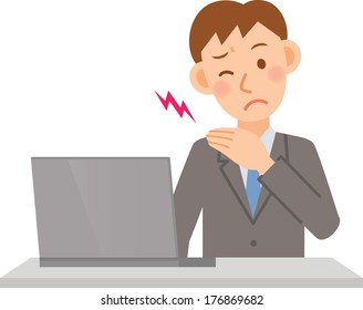 A vector illustration of businessman using a PC
