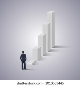 Vector illustration businessman with a view, looking to the future success