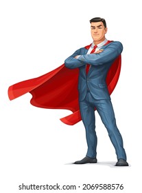 Vector Illustration of a Businessman Wearing a Super Hero  Cape.