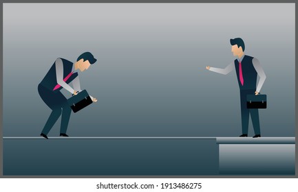 vector illustration
businessman who keeps his balance on the rope