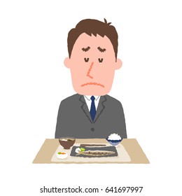 vector illustration of a businessman without appetite