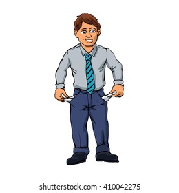 Vector illustration of a businessman without money