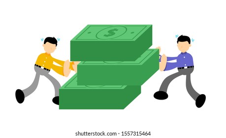 vector illustration businessman worker build good finance dollar economy flat design cartoon style