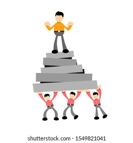 vector illustration  a businessman worker supported by business colleagues flat design cartoon style
