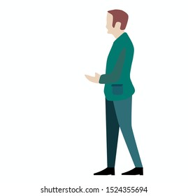 Vector illustration businessman working .A man in a green suit.