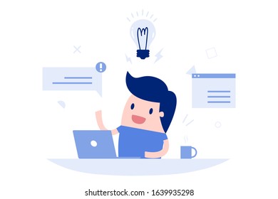 Vector illustration, Businessman working in the office.