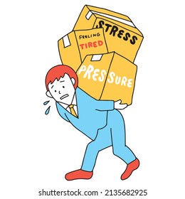 Ilustración vectorial del empresario trabajando bajo la presión y el estrés. 