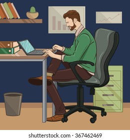 vector illustration businessman in the workplace