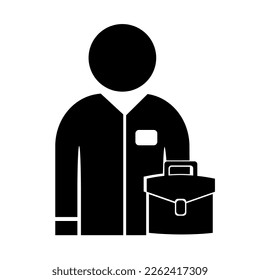 Vector illustration, a businessman's badge with a briefcase. Flat design. Isolated on a white background.