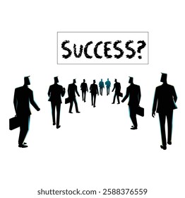 Vector illustration businessmen compete with each other to raise success isolated on white background	