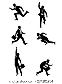 Vector illustration of a businessmen jumping and running