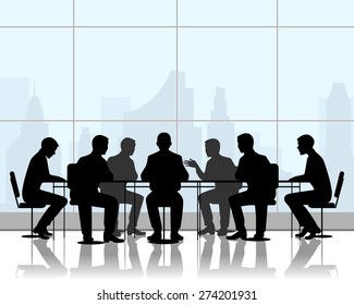 Ejemplo vectorial de un hombre de negocios en la mesa de negociación