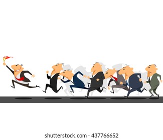 Vector illustration of a businessmen running on track