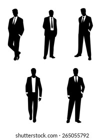 Vector illustration of a  businessmen silhouettes set