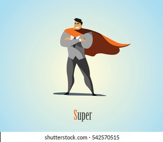 Vector illustration of businessmen super hero character, office worker man Superhero 