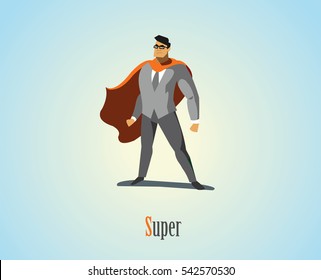 Vector illustration of businessmen super hero character, office worker man Superhero 