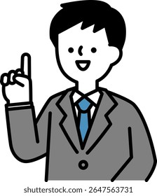 Vector illustration of a businessperson in a suit smiling and giving an explanation