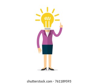 Vector illustration of Businesswoman with a bulb head