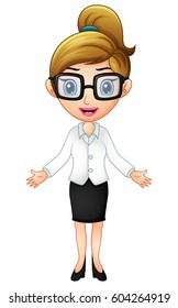 Vector illustration of Businesswoman cartoon waving both hands