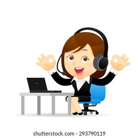Vector illustration - Businesswoman at computer