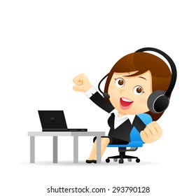 Vector illustration - Businesswoman at computer