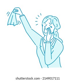Vector illustration of a businesswoman crying and saddening goodbye