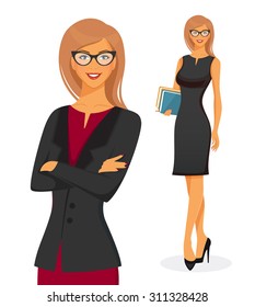 Vector illustration of Businesswoman in red dress