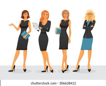 Vector illustration of Businesswoman in various poses