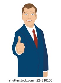Vector illustration of a busnessman thumb up gesture
