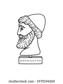 Vector illustration of a bust of Greek God Hephaistos