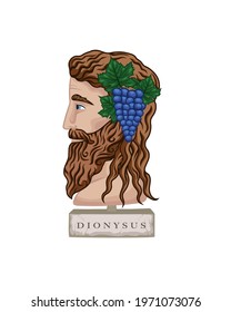 Vector illustration of a bust of Greek God Dionysus