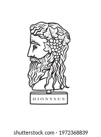 Vector illustration of a bust of Greek God Dionysus