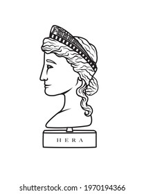 Vector illustration of a bust of Greek Goddess Hera