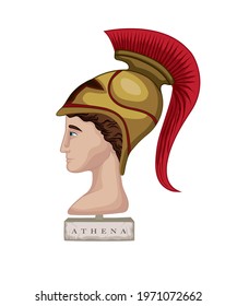 Vector illustration of a bust of Greek Goddess Athena