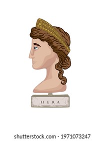 Vector illustration of a bust of Greek Goddess Hera