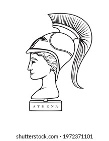 Vector illustration of a bust of Greek Goddess Athena