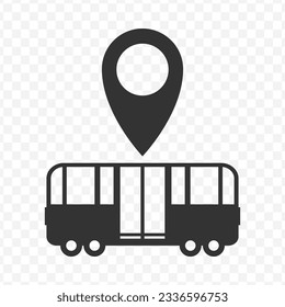 Vector illustration of busway location icon in dark color and transparent background(PNG).