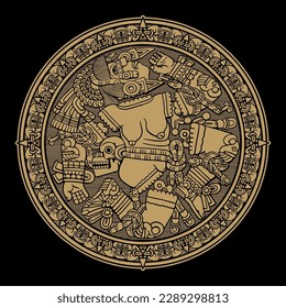 Vector illustration of the butchered body of Coyolxauhqui, Goddess of the moon and the Milkyway of the ancient Aztec civilization, very cool for illustration, t-shirt, sticker etc.